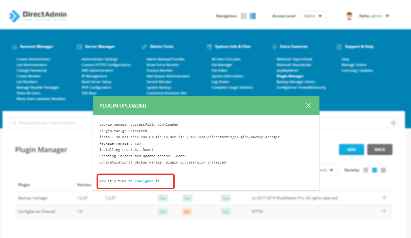 Click configure